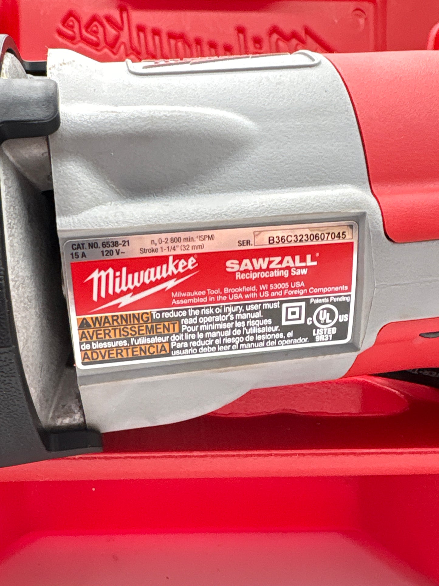 Milwaukee 6538-21 Super Sawzall Orbital Reciprocating Saw Heavy Duty - Free Shipping