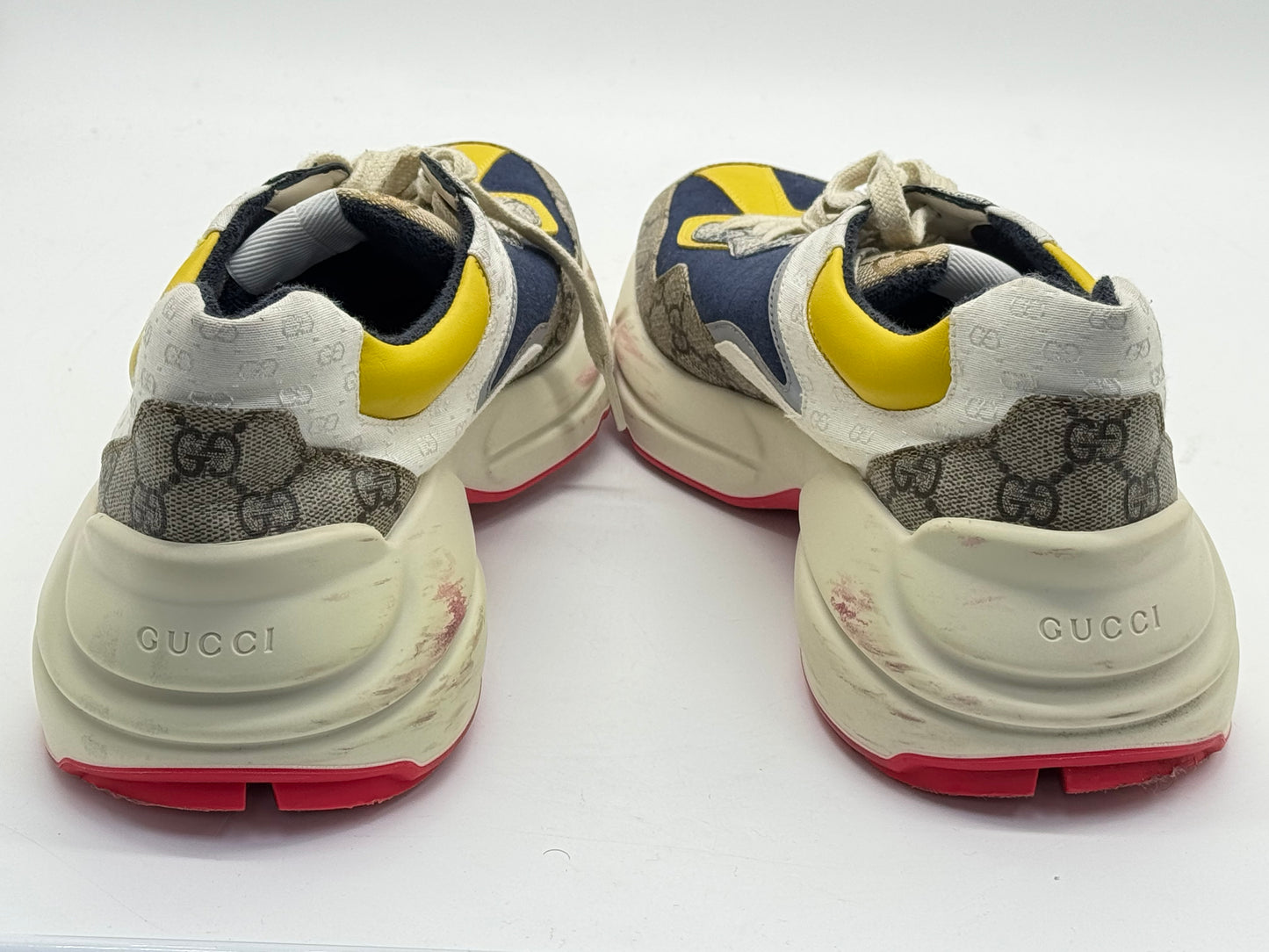 Gucci GG Rhyton Sneakers Beige White Yellow Men's Designer Shoes