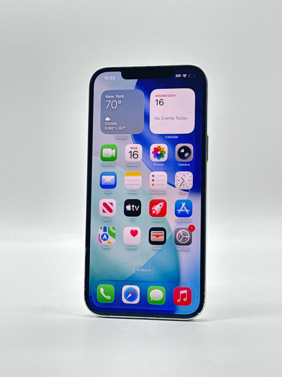 Unlocked Apple iPhone 12 Pro Max A2342 128GB Silver 99% BH - Cracked Back
