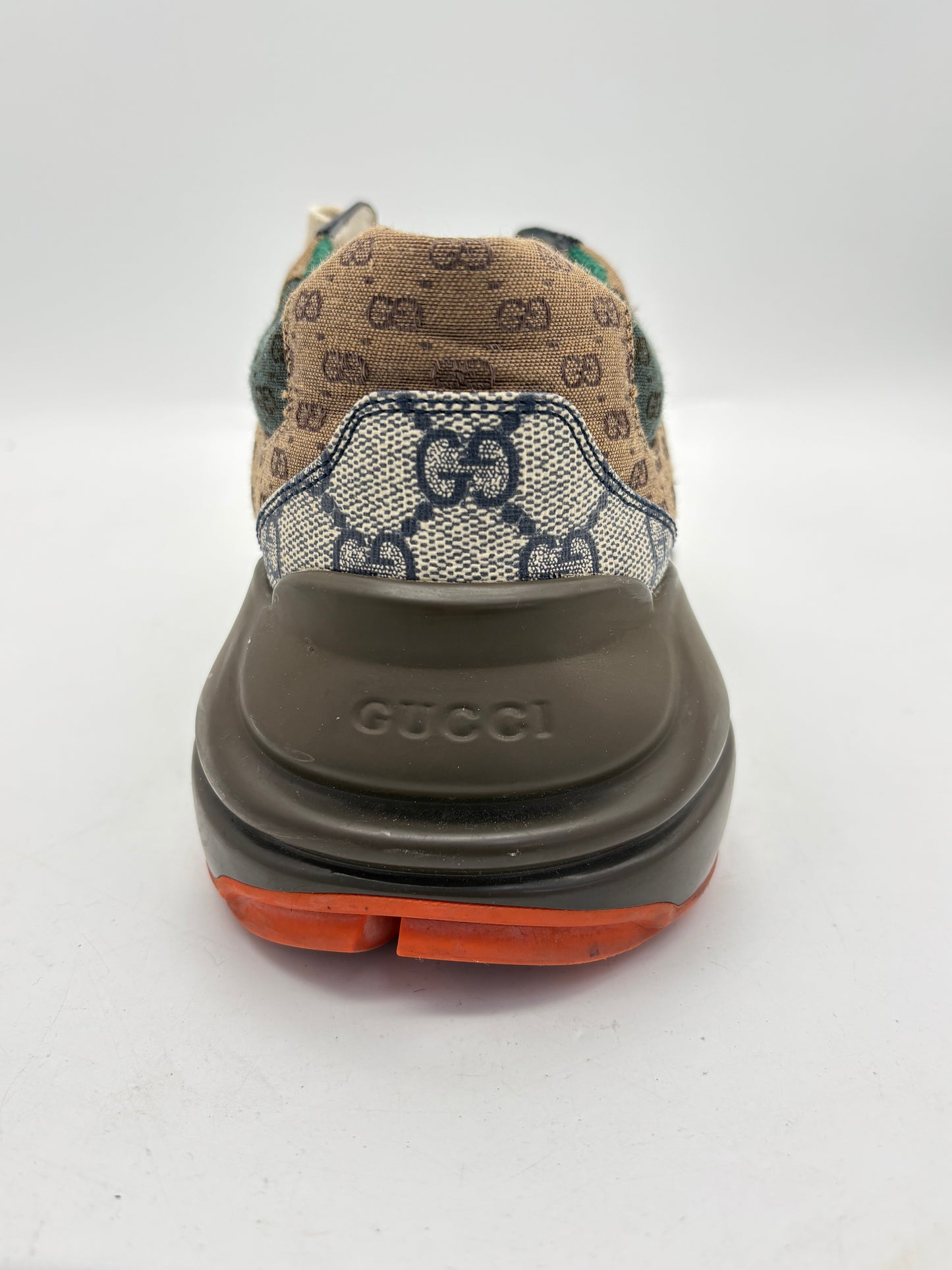 Gucci Rhyton GG Logo Leather Low Top Lace Up Sneakers