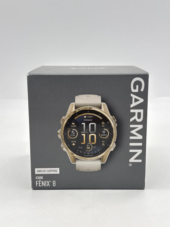 Garmin Fenix 8 43mm Gold AMOLED GPS Smartwatch w/ Box Used
