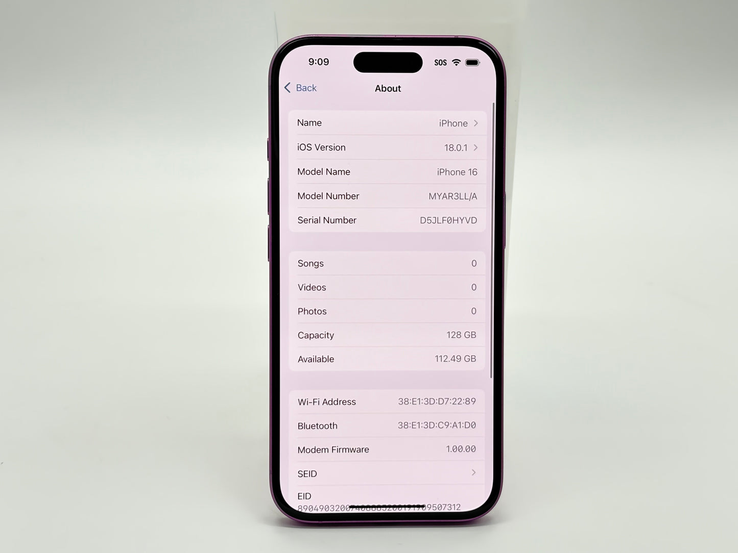 AT&T Apple iPhone 16 6.1" 128GB 100% Battery Health A3081 Pink