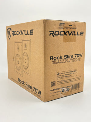 Rockville Rock Slim 70W 70V Commercial Slim Wall Speaker White New