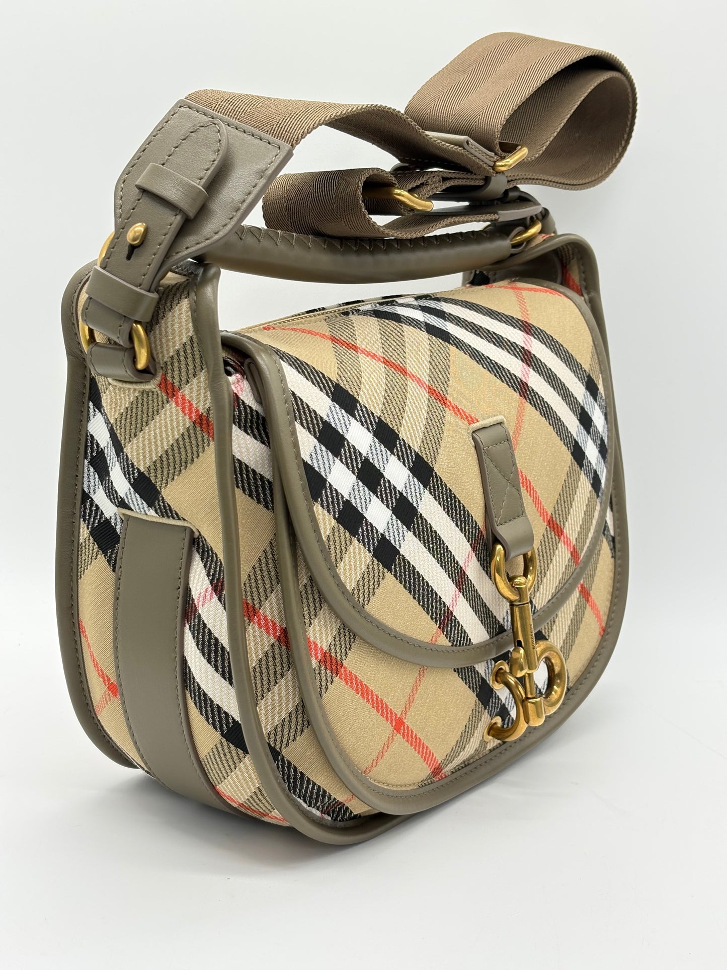 Burberry Small B Clip Messenger Shoulder Bag Sand New Without Tags