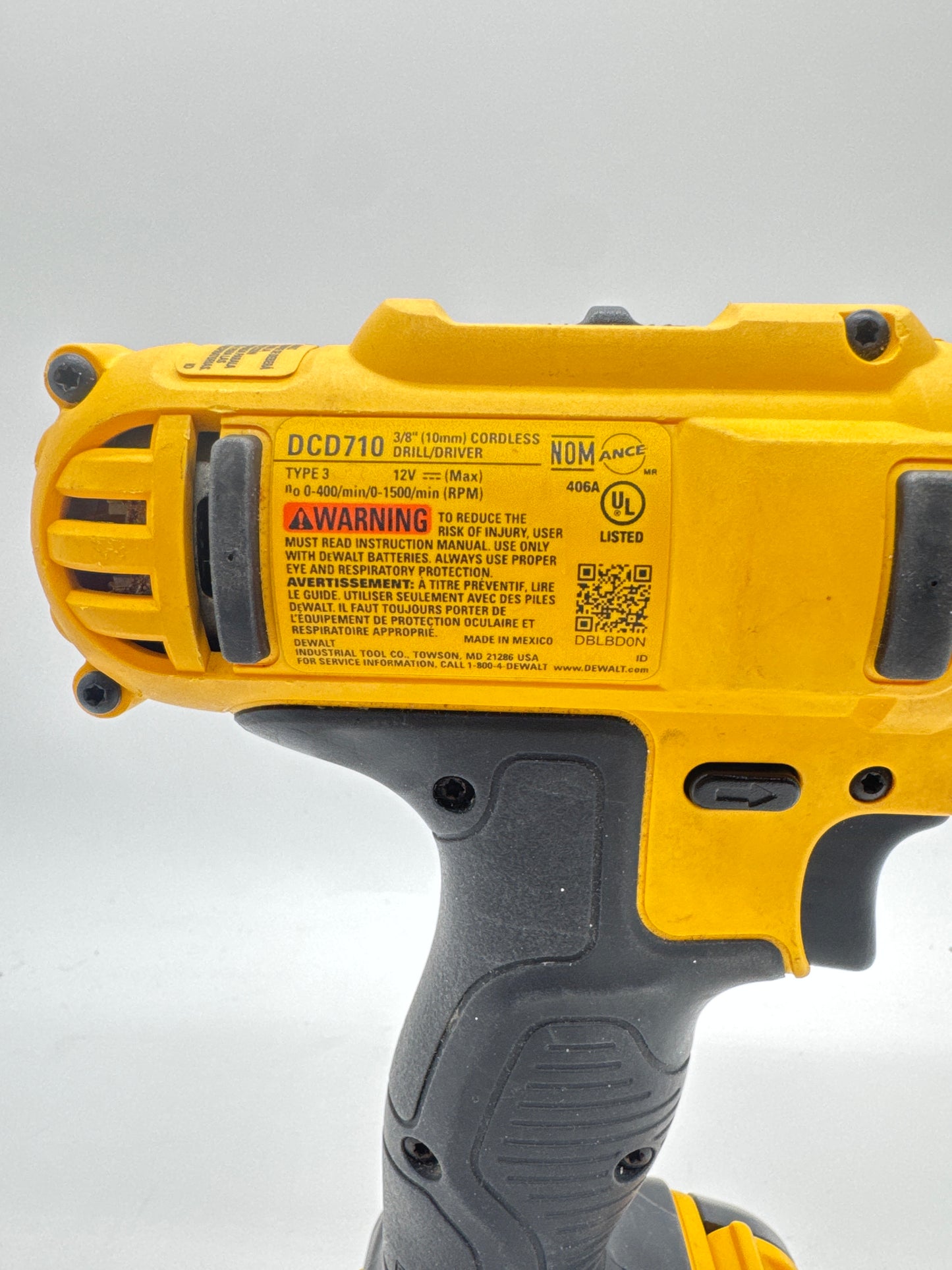 DeWalt DCD710 3/8" (10mm) Cordless Drill/Driver Power Tool w/ 12v Lithium Ion Battery