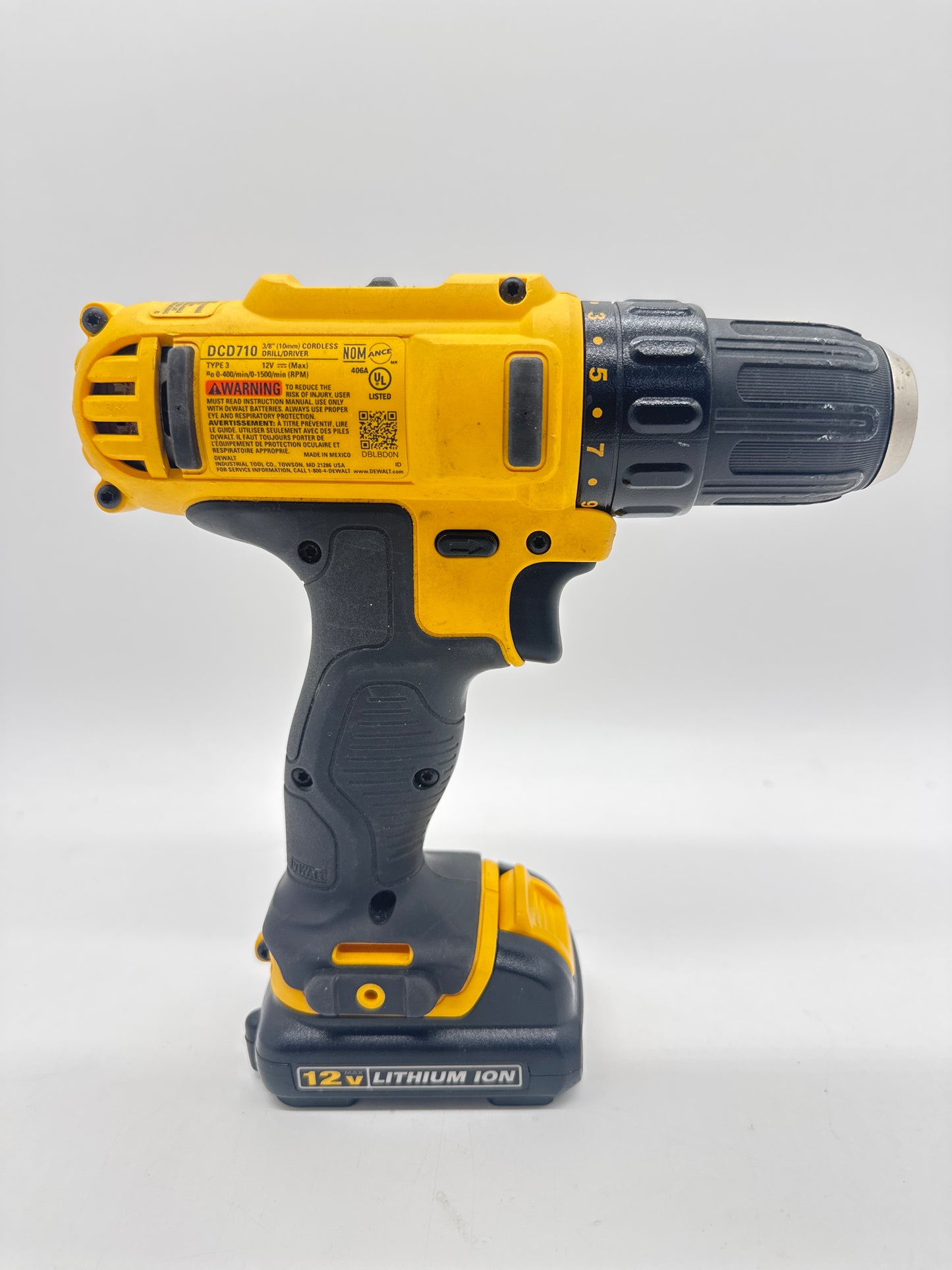 DeWalt DCD710 3/8" (10mm) Cordless Drill/Driver Power Tool w/ 12v Lithium Ion Battery