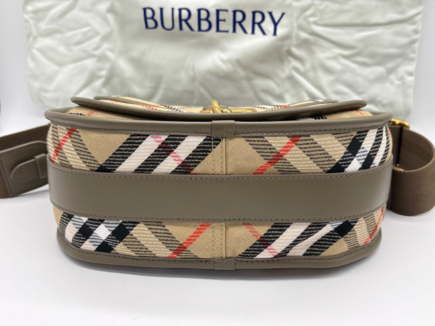 Burberry Small B Clip Messenger Shoulder Bag Sand New Without Tags