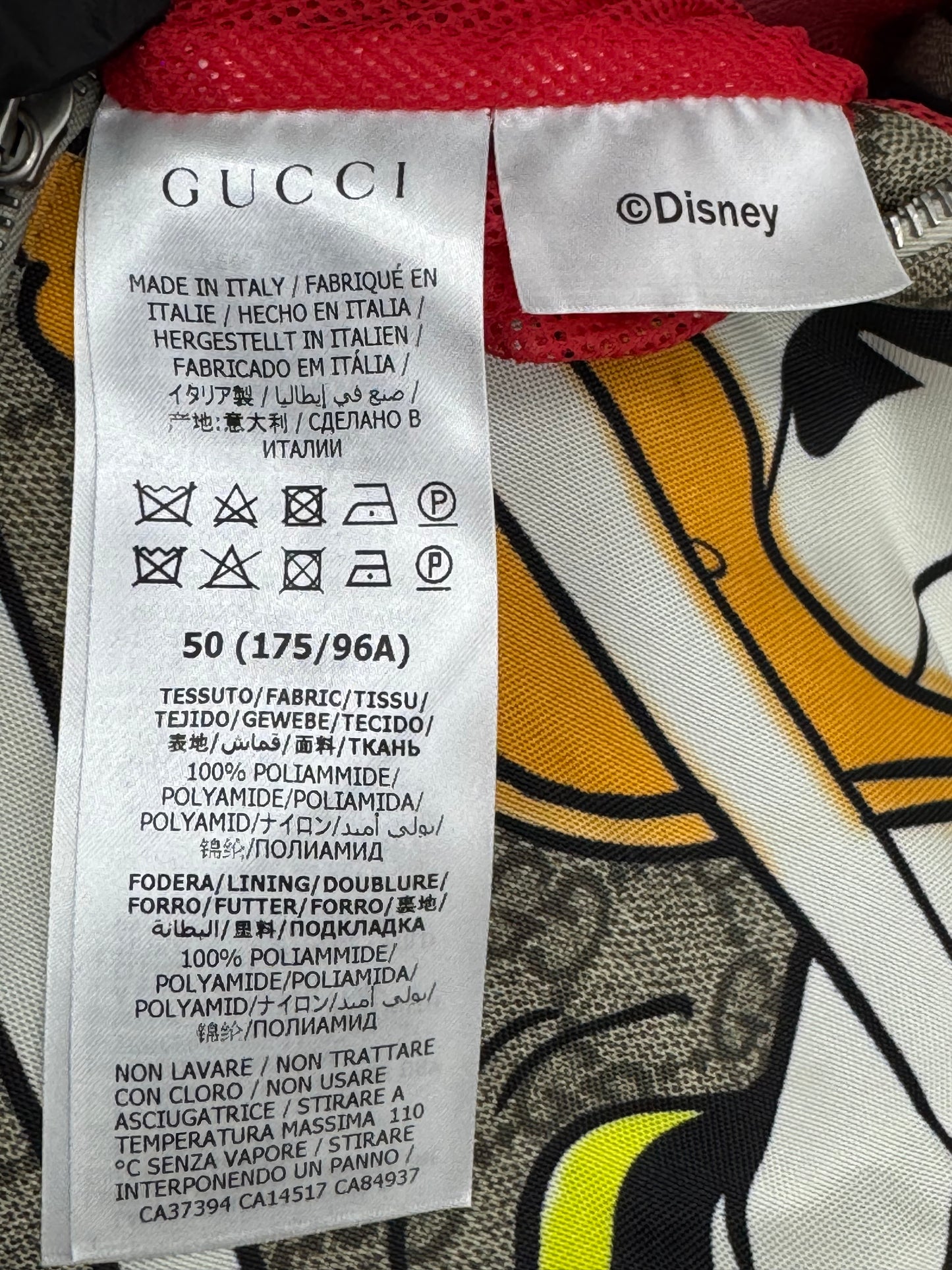 Gucci x Disney Donald Duck GG Supreme Nylon Jacket Italian Size 50