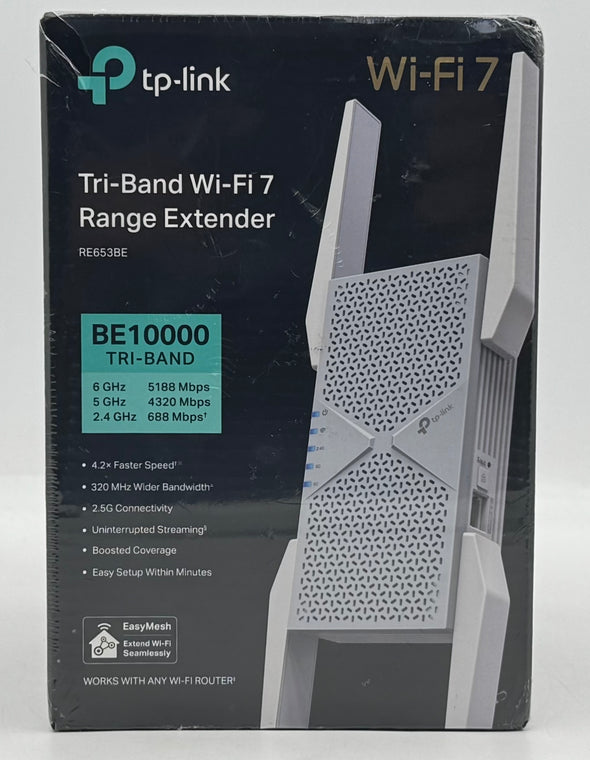 TP-Link BE10000 Wi-Fi 7 Range Extender RE653BE Tri-Band New In Box