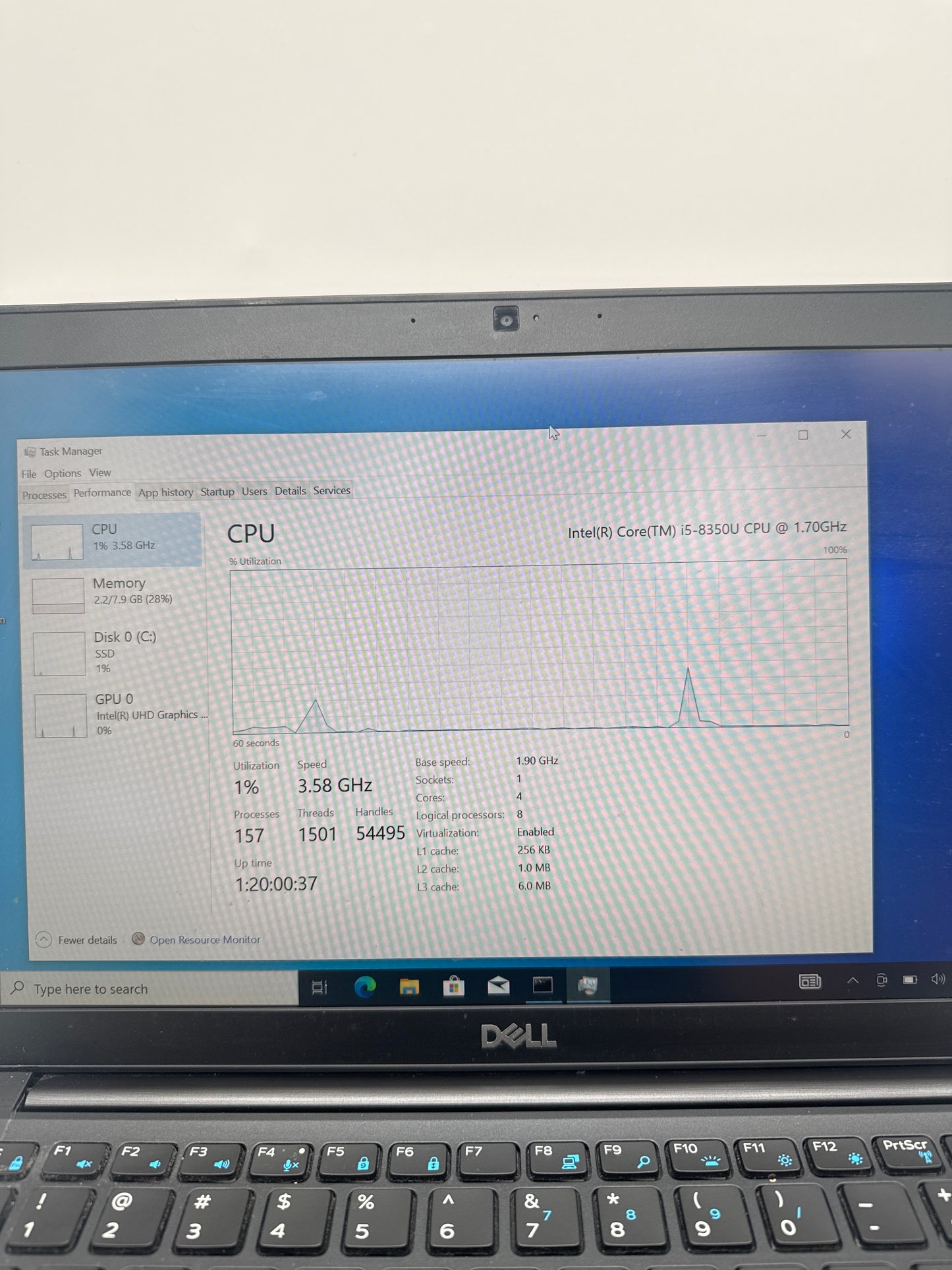 Dell Latitude 7490 14-inch Core i5-8350U 1.9Ghz 8GB RAM 256GB Black