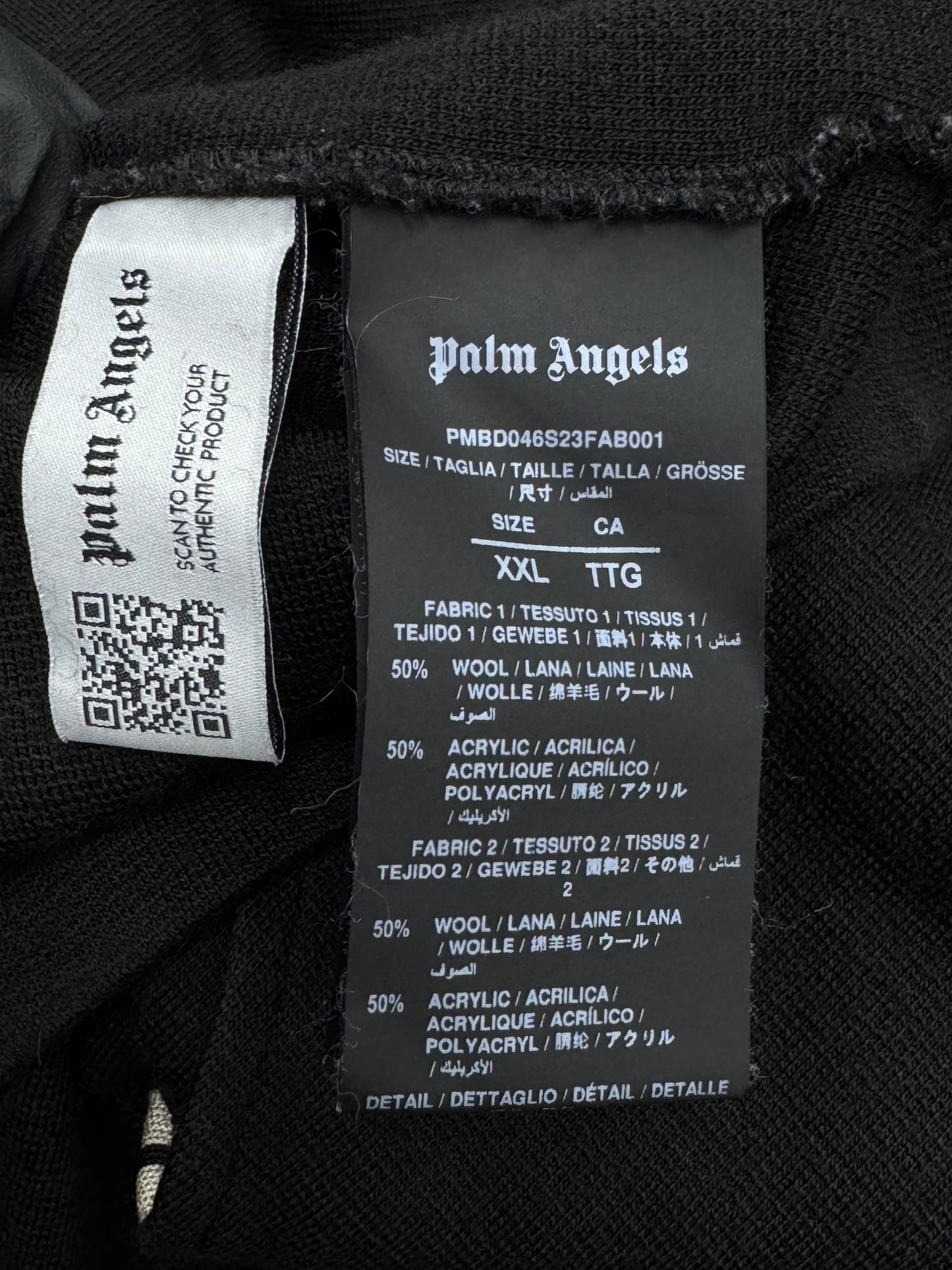 Palm Angels Shirt Collar Jacket Size XXL Black Full Zip