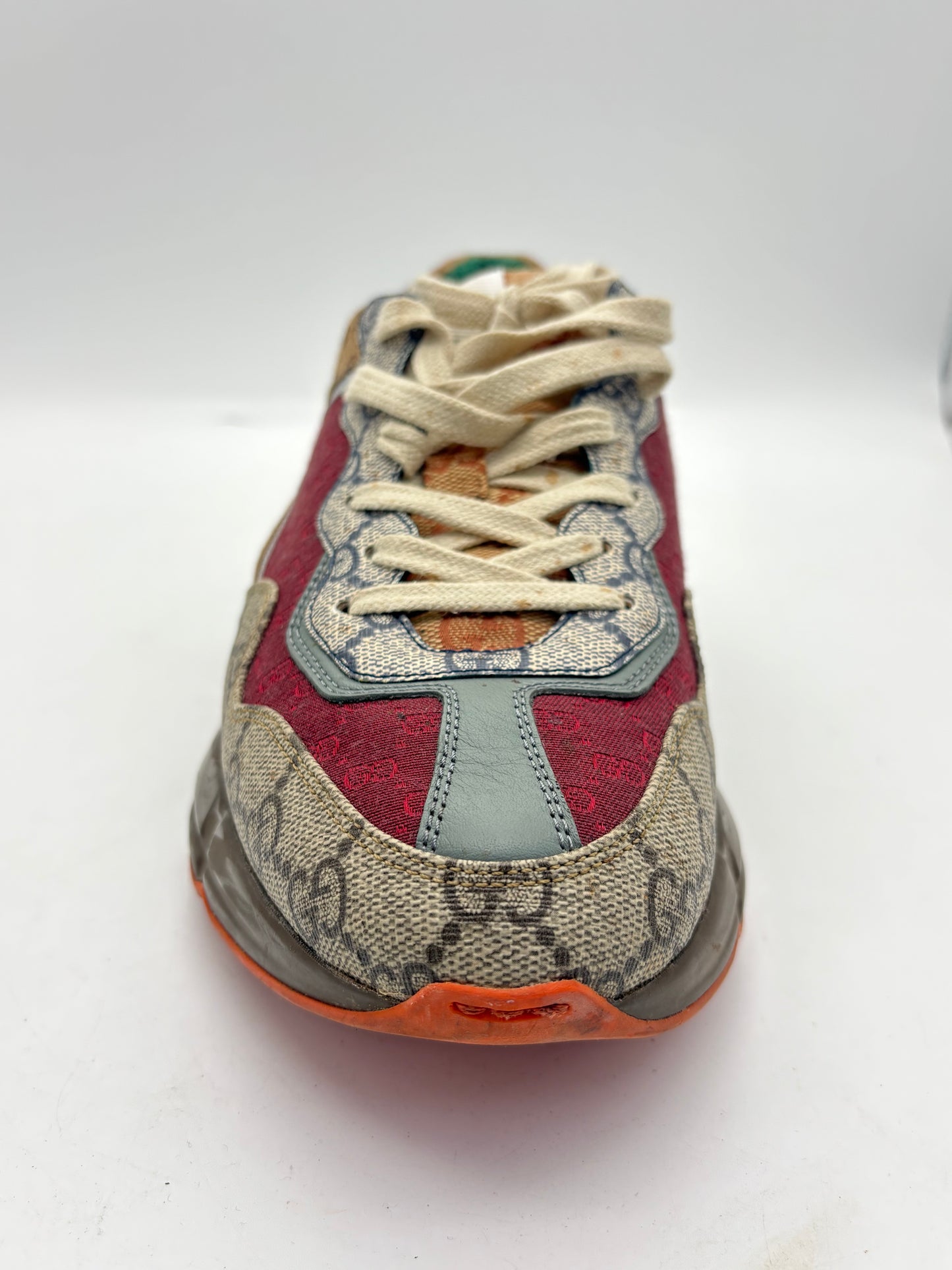 Gucci Rhyton GG Logo Leather Low Top Lace Up Sneakers