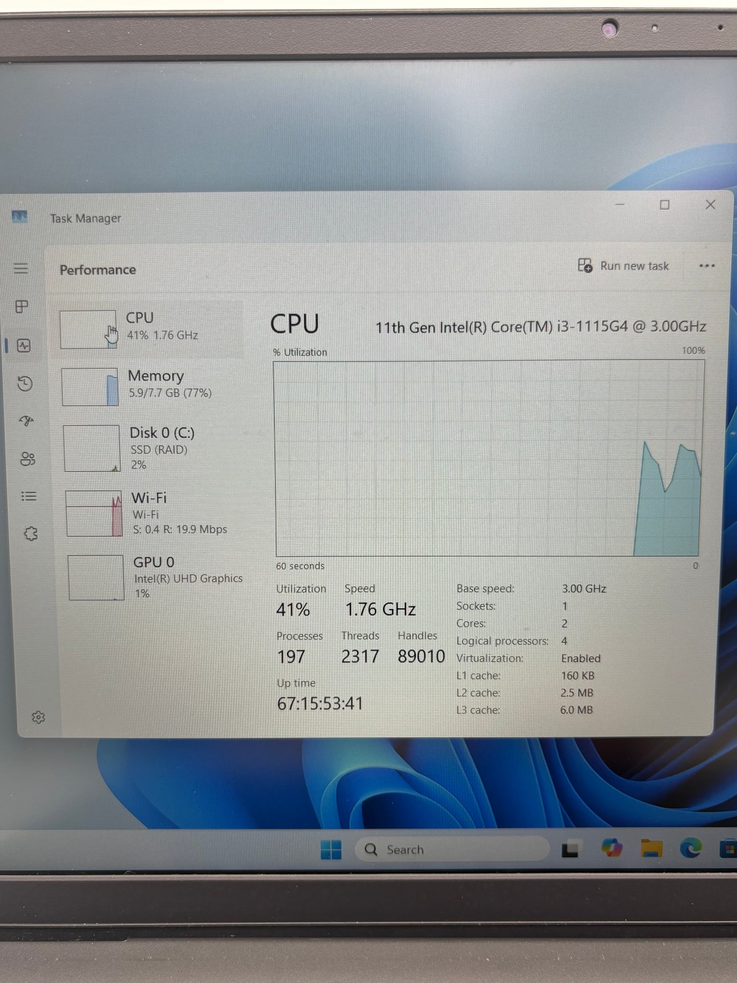 Dell Inspiron 15 3511 15" Core i3 11th Gen 8GB RAM 128GB SSD Black Laptop