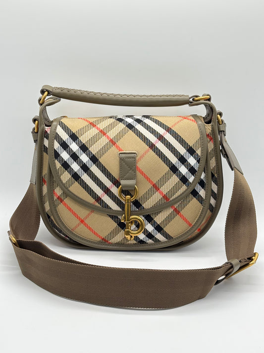 Burberry Small B Clip Messenger Shoulder Bag Sand New Without Tags