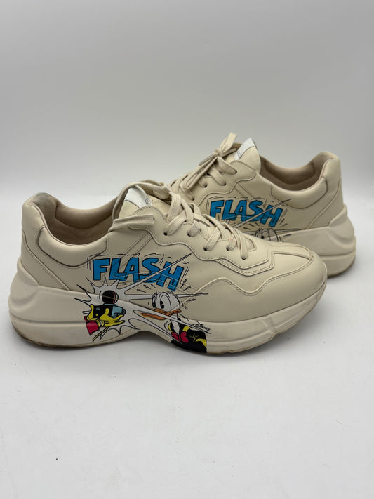 Gucci Rhyton Disney Donald Duck Flash Shoes Men's Luxury Shoes White Used With Box