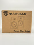 Pair Rockville RockSlim 70W White 5.25" 70v Commercial Restaurant Wall Speakers image 4
