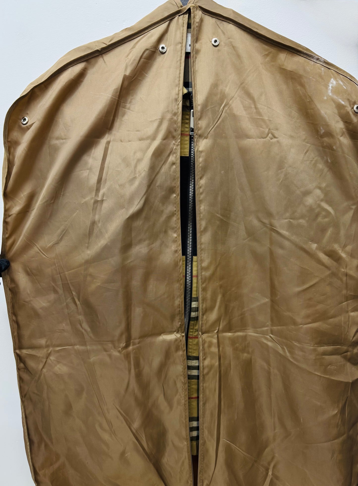 Burberry Contrast Panel Check Zip Cotton Shirt Jacket Beige Nova Check
