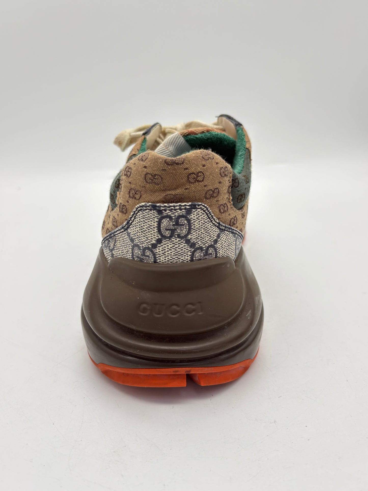 Gucci Rhyton GG Logo Leather Low Top Lace Up Sneakers