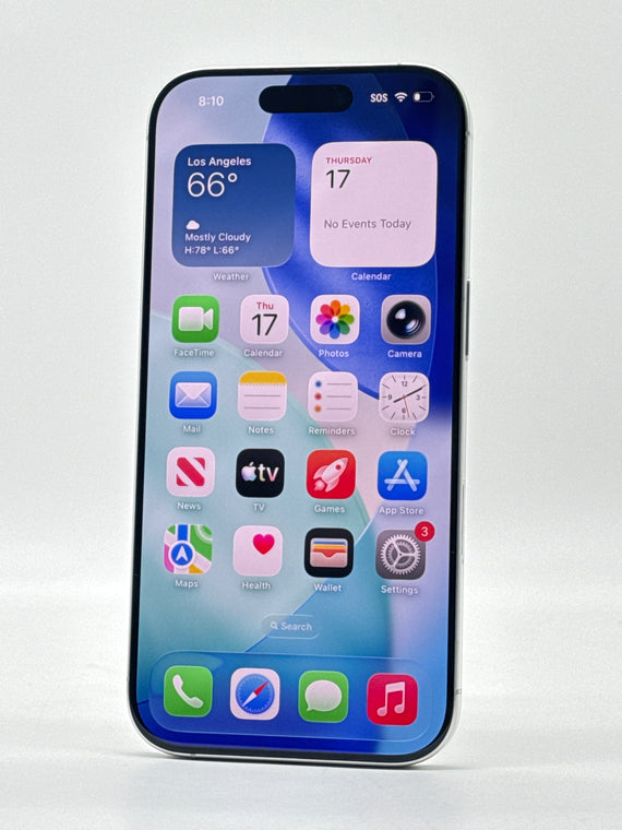 Unlocked Apple iPhone 16 Pro A3083 128GB White Titanium 90% BH - Cracked Back