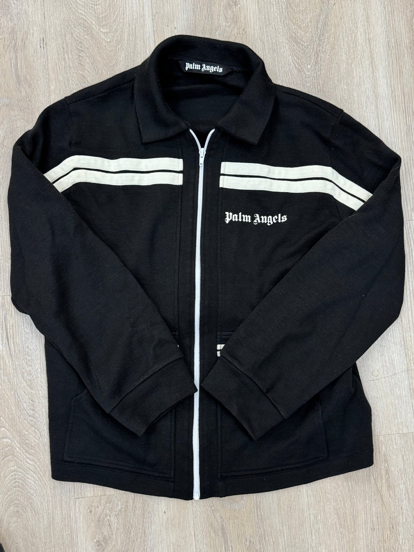 Palm Angels Shirt Collar Jacket Size XXL Black Full Zip