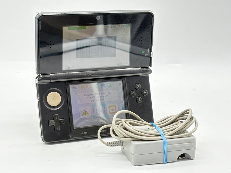 Nintendo 3DS CTR-001 2011 Black Handheld Console w/ Game, Charger & SD Card