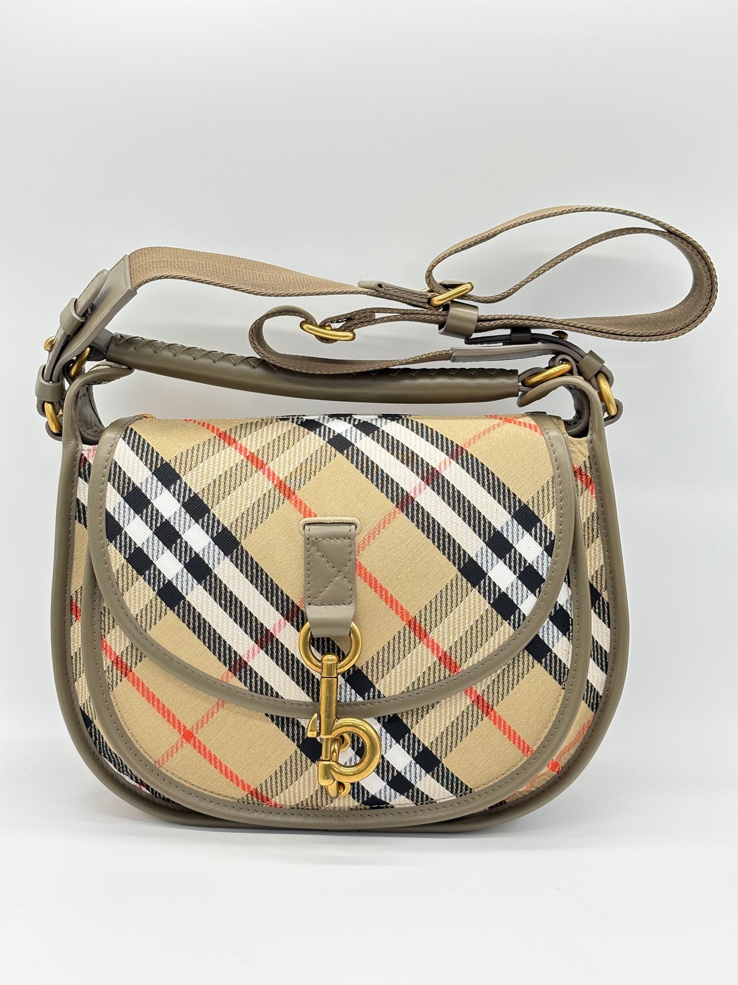 Burberry Small B Clip Messenger Shoulder Bag Sand New Without Tags