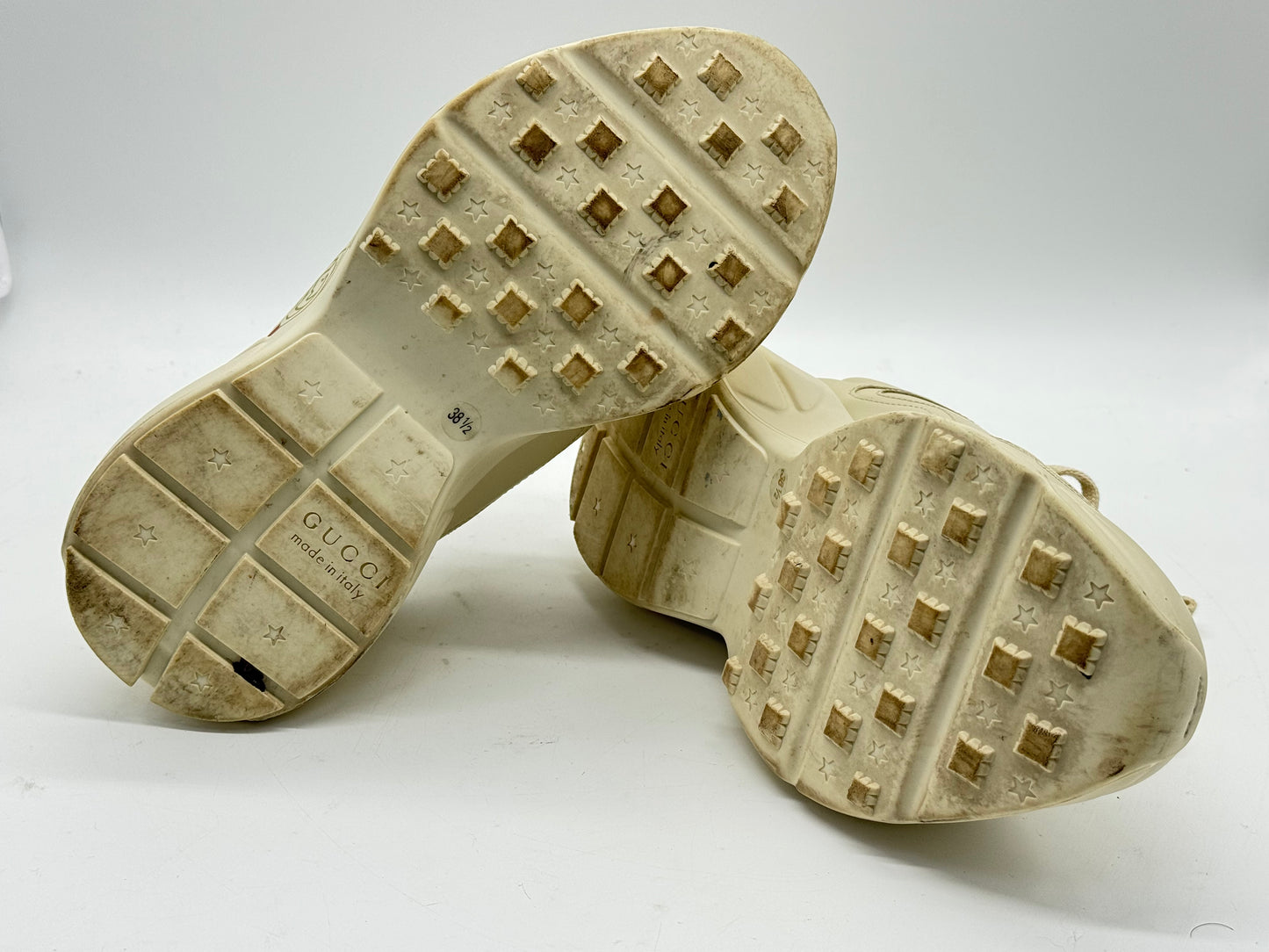 Gucci Rhyton Vintage Logo Sneakers Ivory Leather Chunky Designer Shoes