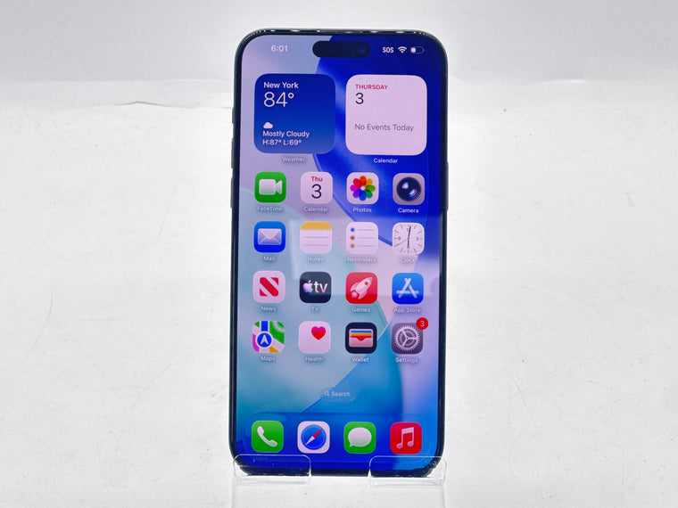 Apple iPhone 15 Pro Max 256GB Blue Titanium Unlocked Service Battery