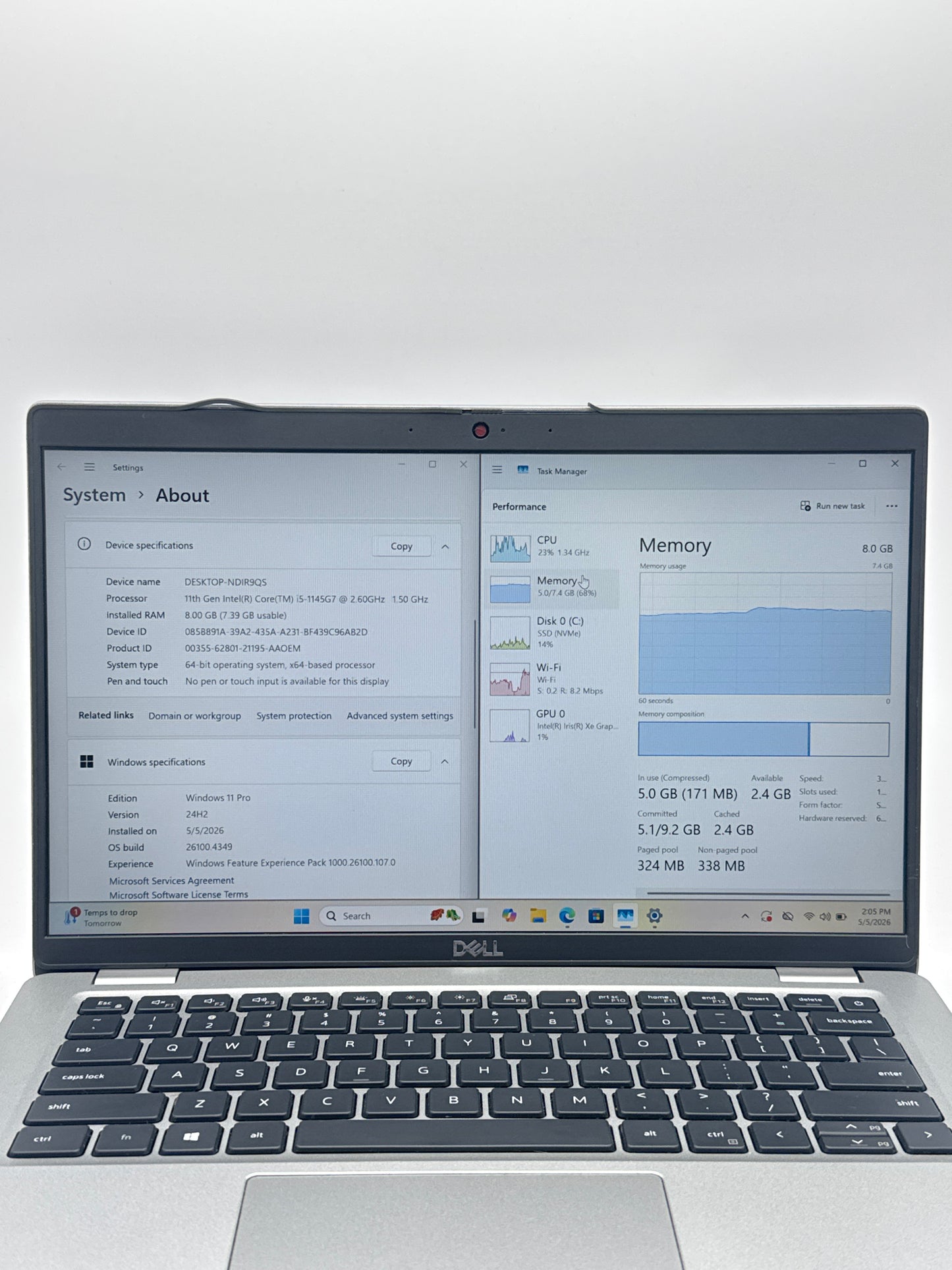 Dell Latitude 5420 14" i5-1145G7 2.6GHz 8GB RAM 256GB SSD Win11Pro