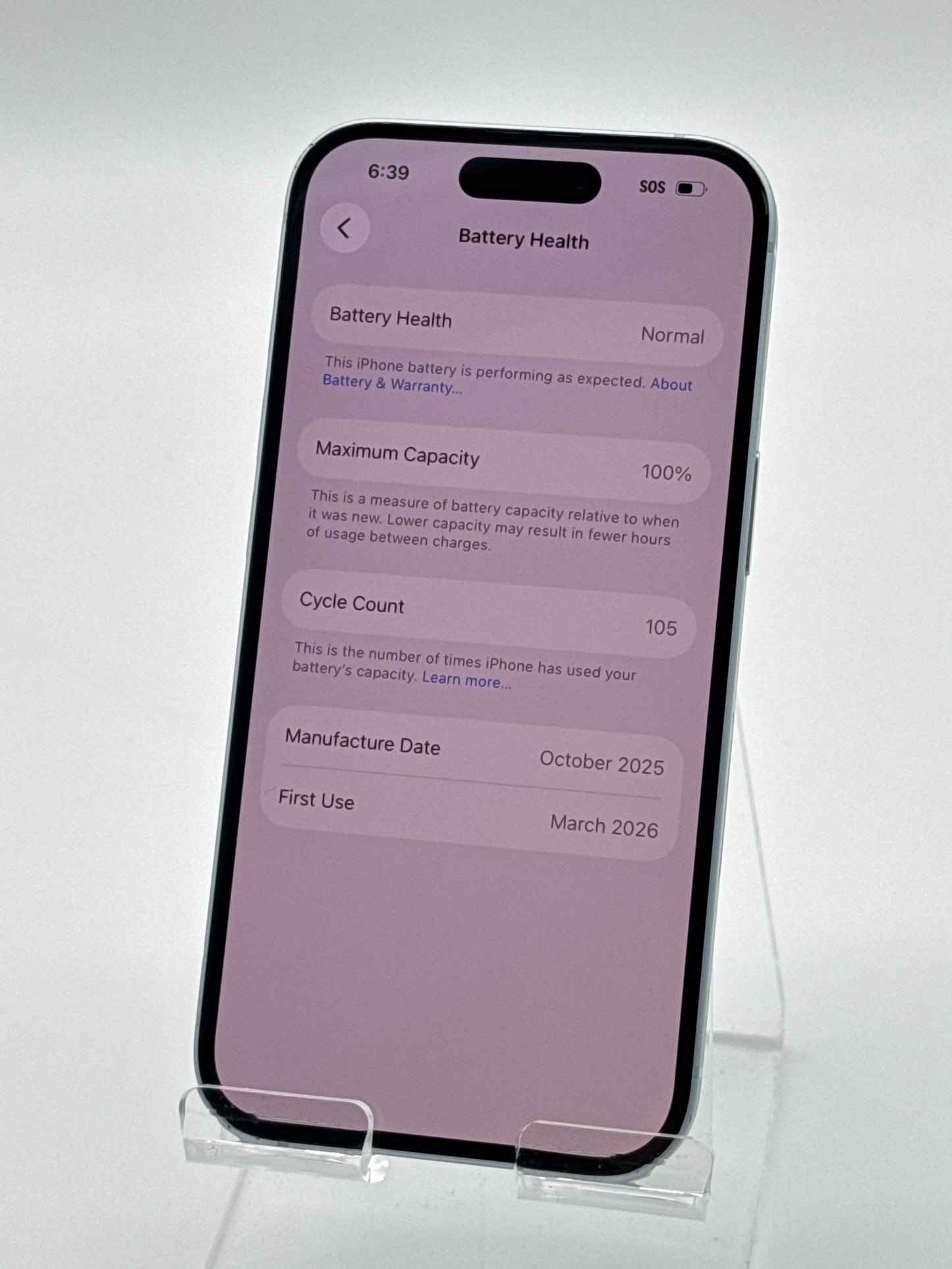 Boost Apple iPhone 15 A2846 128GB Blue 100% BH 105 Cycle