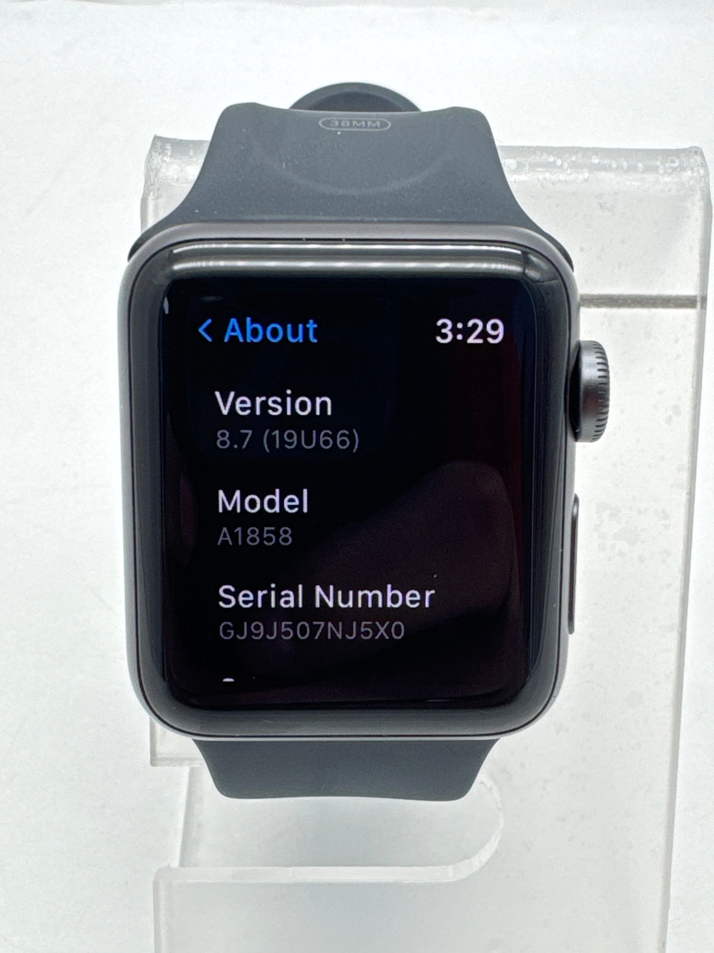 Apple Watch Series 3 A1858 GPS 38mm 8GB Space Gray Sport Band Used With Box