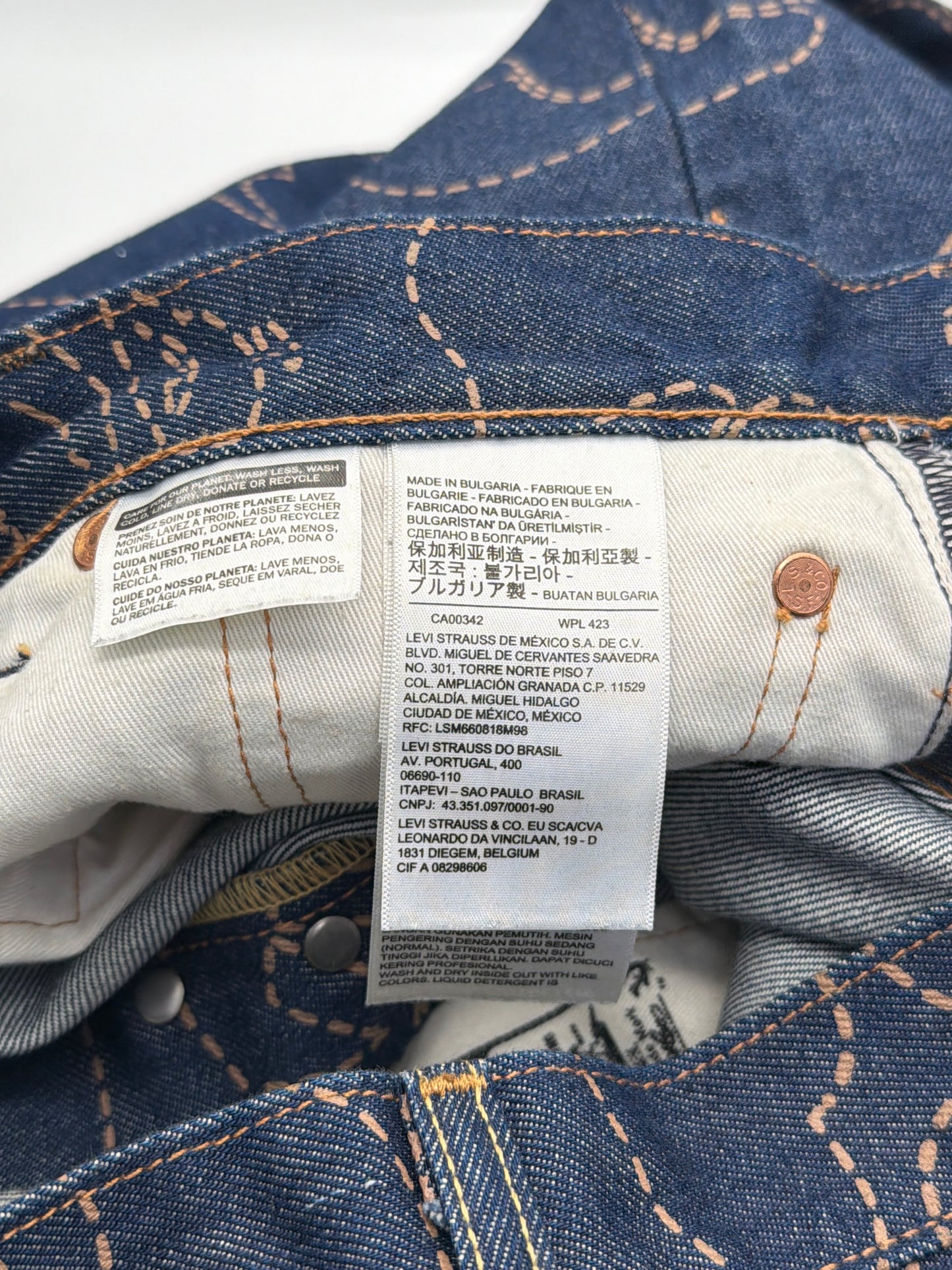 Levi’s x A Bathing Ape BAPE 501 '93 Camo Jeans Indigo Blue W34 L32 Pre-Owned Excellent