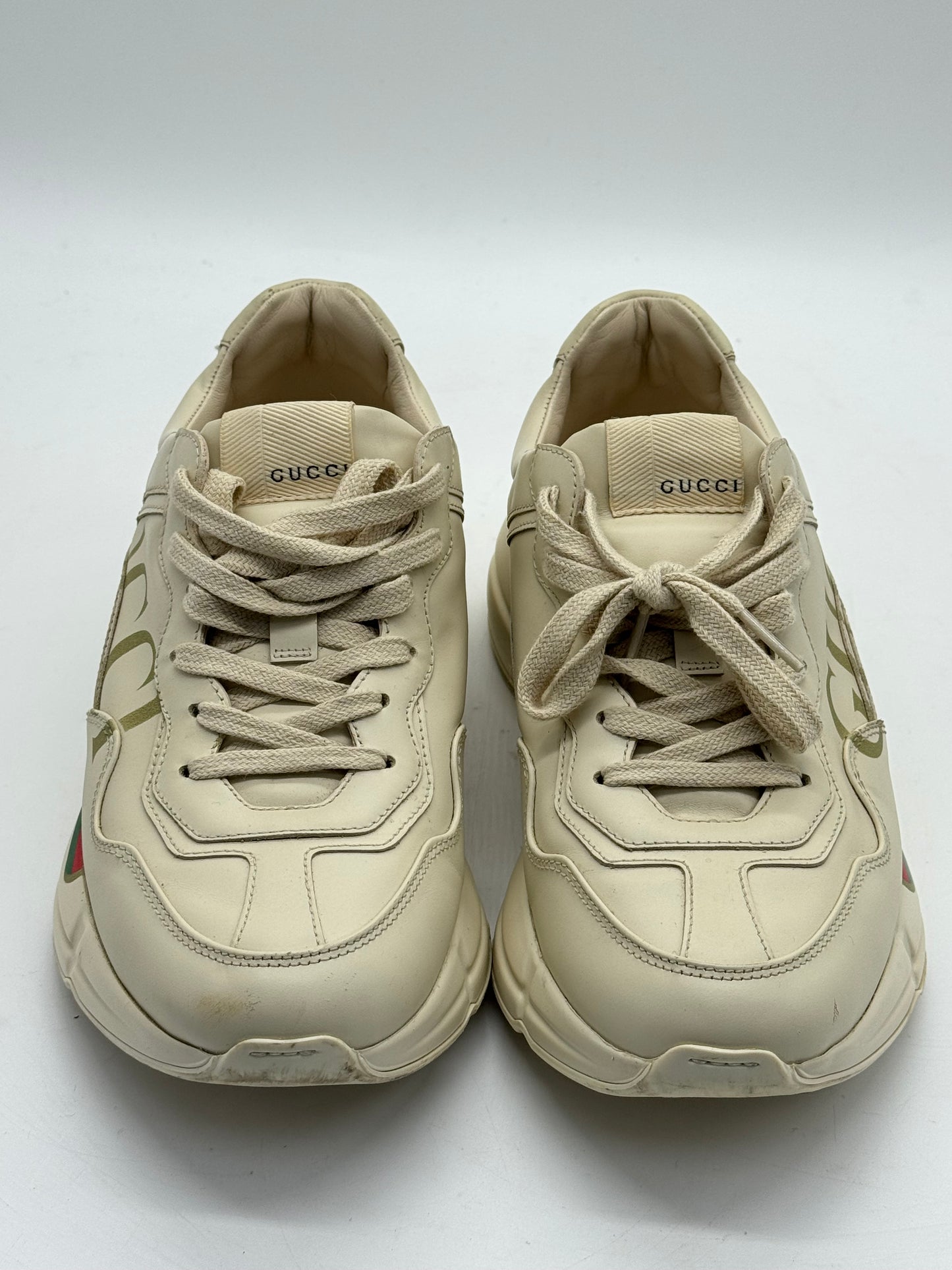 Gucci Rhyton Vintage Logo Sneakers Ivory Leather Chunky Designer Shoes