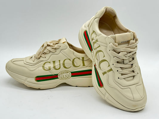 Gucci Rhyton Vintage Logo Sneakers Ivory Leather Chunky Designer Shoes