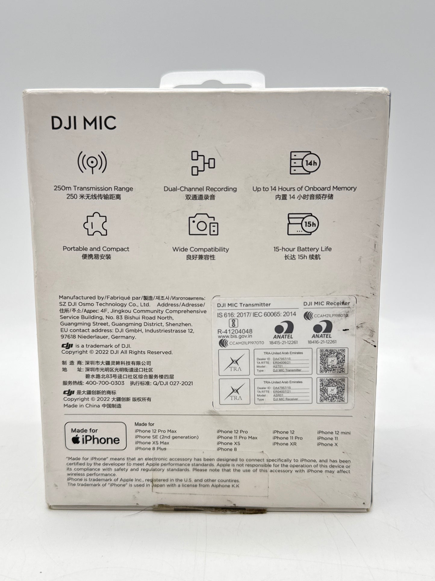 DJI Mic Dual Transmitter 2TX 1RX Charging Case Wireless Microphone System