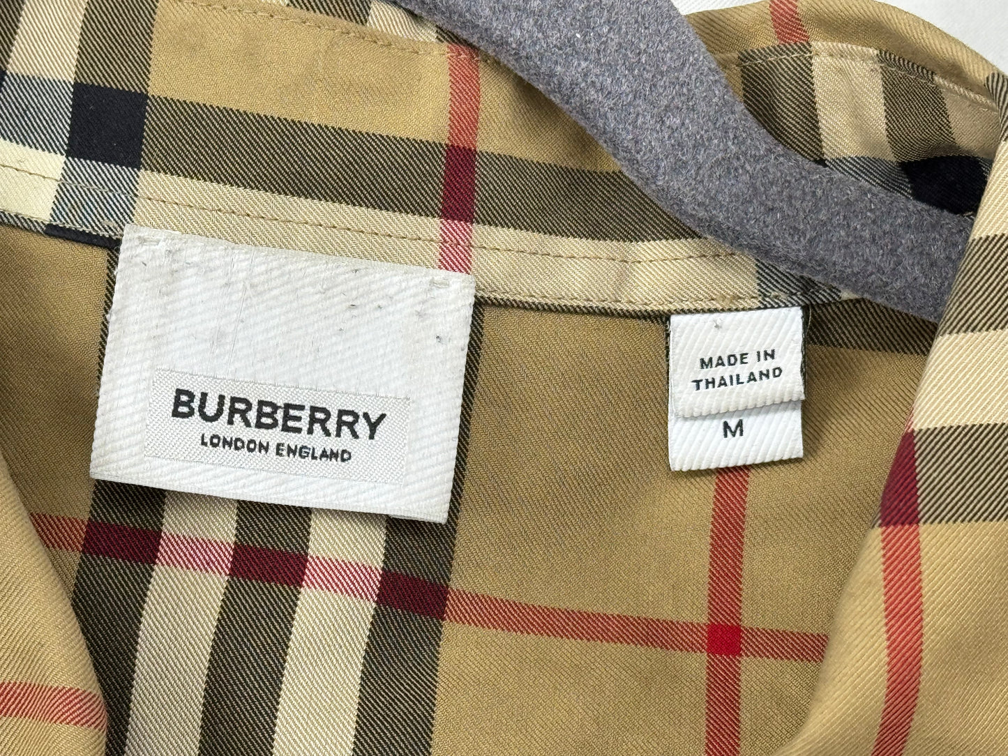 Burberry Contrast Panel Check Zip Cotton Shirt Jacket Beige Nova Check