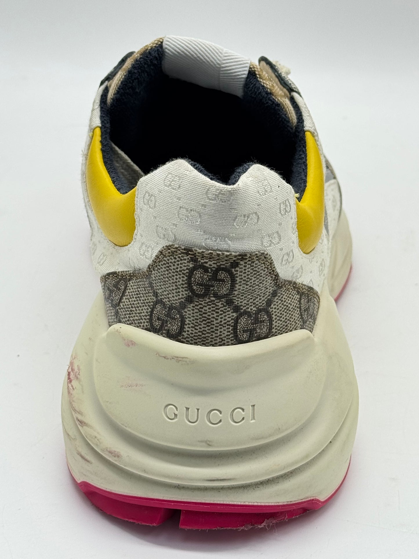 Gucci GG Rhyton Sneakers Beige White Yellow Men's Designer Shoes