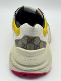Gucci GG Rhyton Sneakers Beige White Yellow Men's Designer Shoes image 6