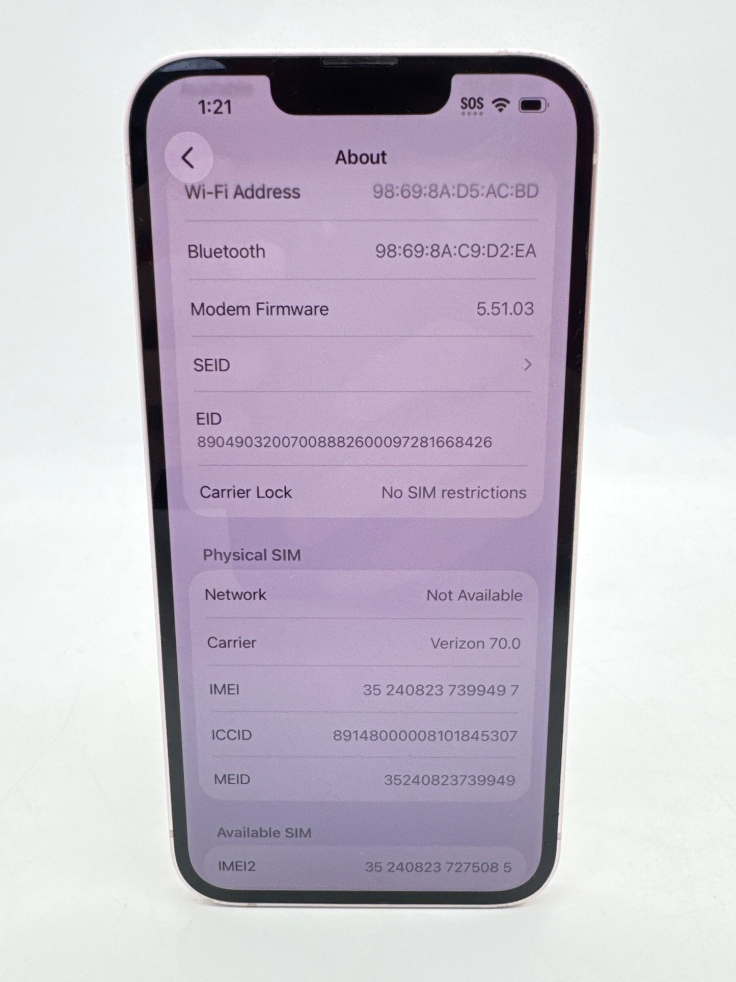 Apple iPhone 13 A2482 128GB Pink Unlocked Service Battery Clean IMEI