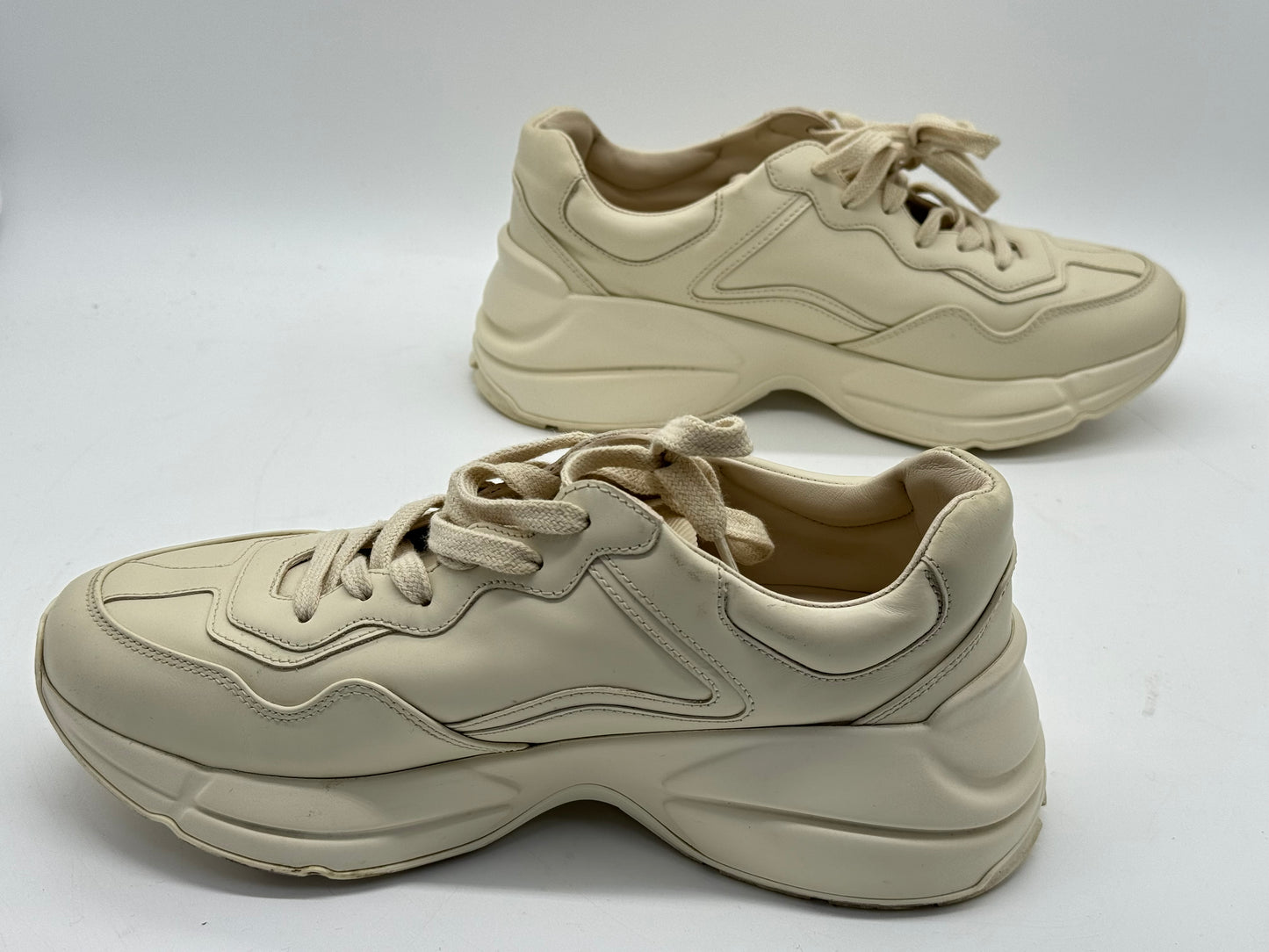 Gucci Rhyton Vintage Logo Sneakers Ivory Leather Chunky Designer Shoes