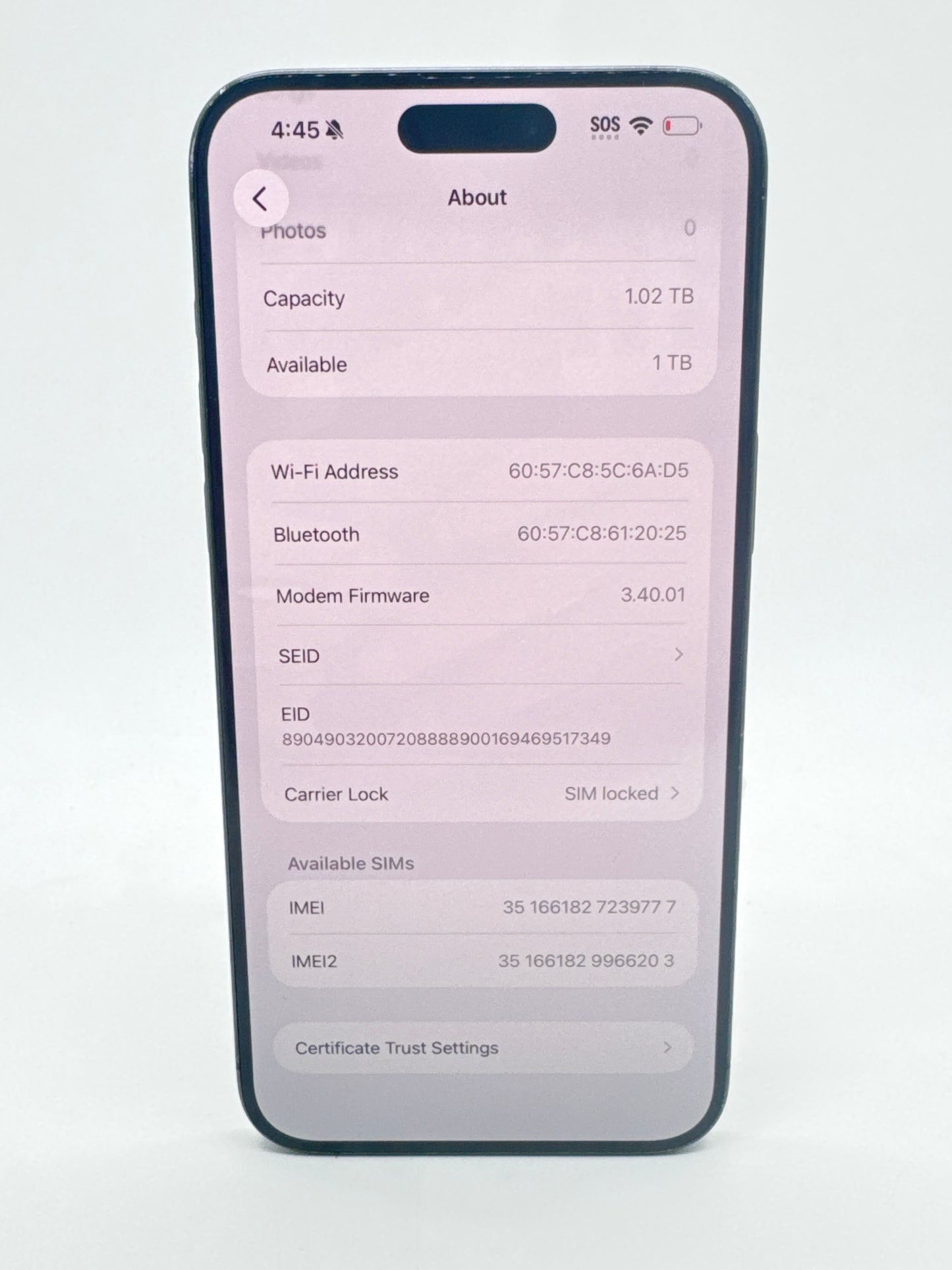 AT&T Apple iPhone 15 Pro Max 1TB Black Titanium 85%BH A2849
