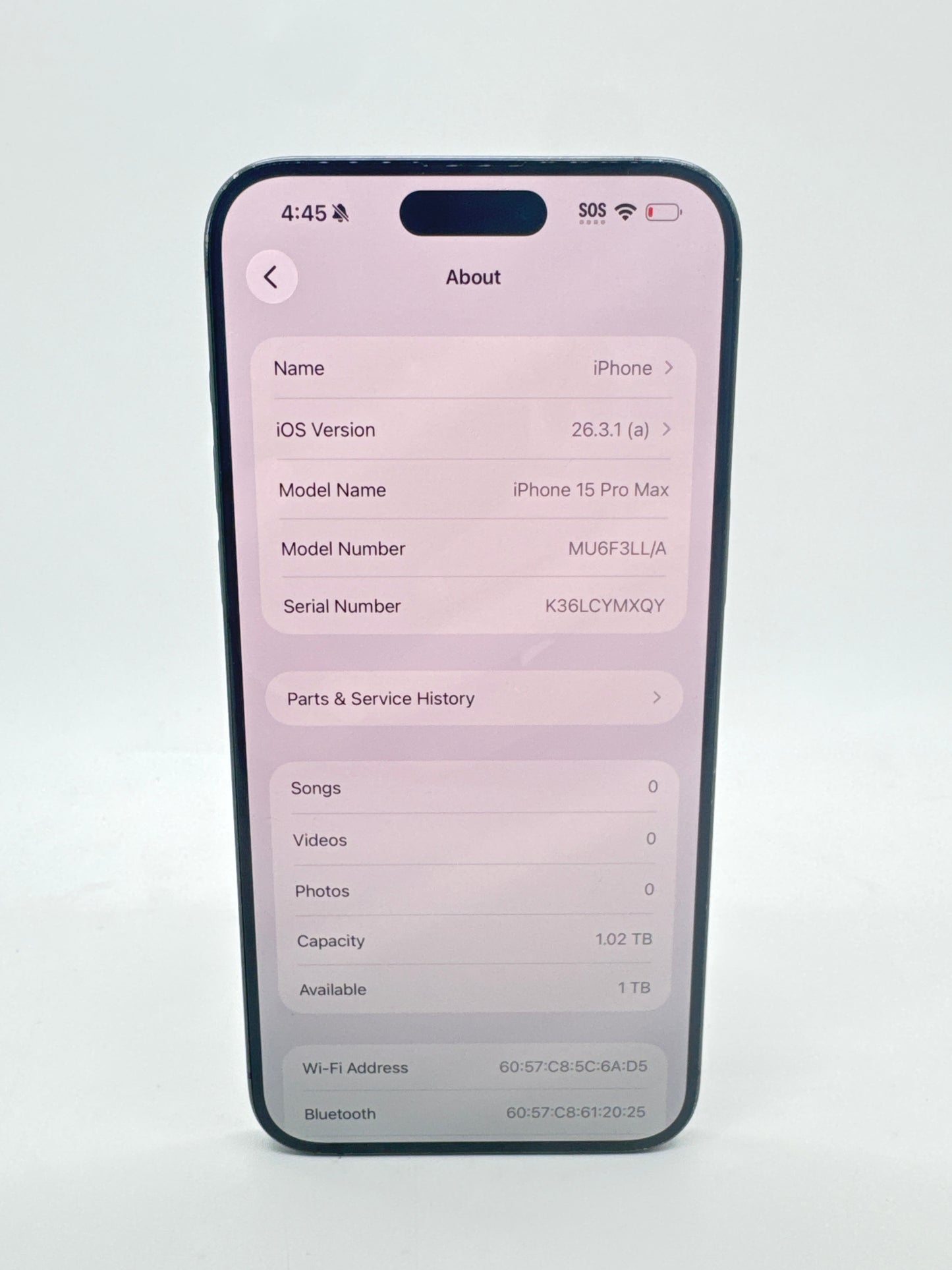 AT&T Apple iPhone 15 Pro Max 1TB Black Titanium 85%BH A2849