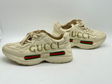 Gucci Rhyton Vintage Logo Sneakers Ivory Leather Chunky Designer Shoes EU 38.5 US 8.5 image 5