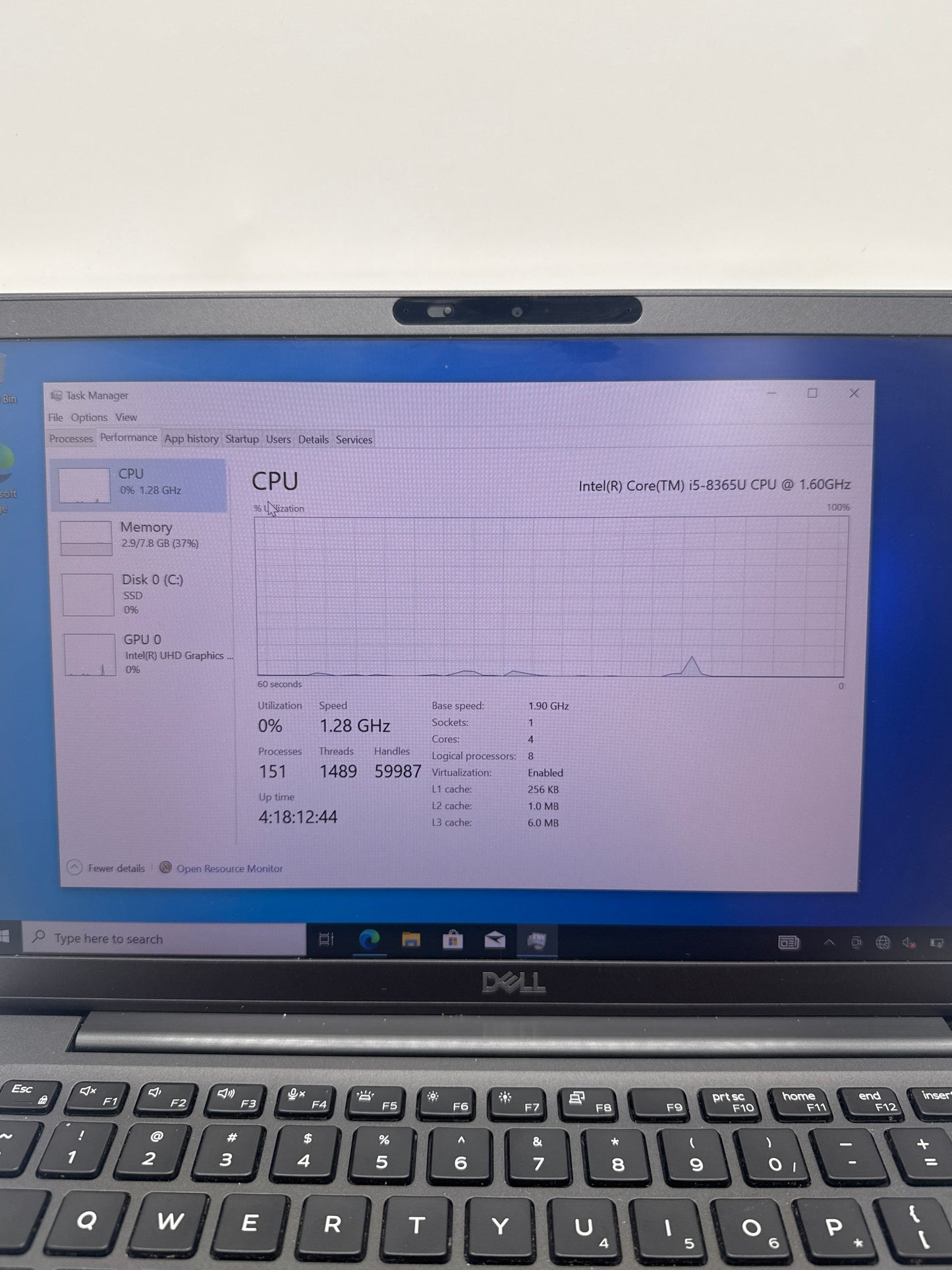 Dell Latitude 7400 14-inch Laptop Core i5-8365U 1.9Ghz 8GB RAM 256GB SSD Black