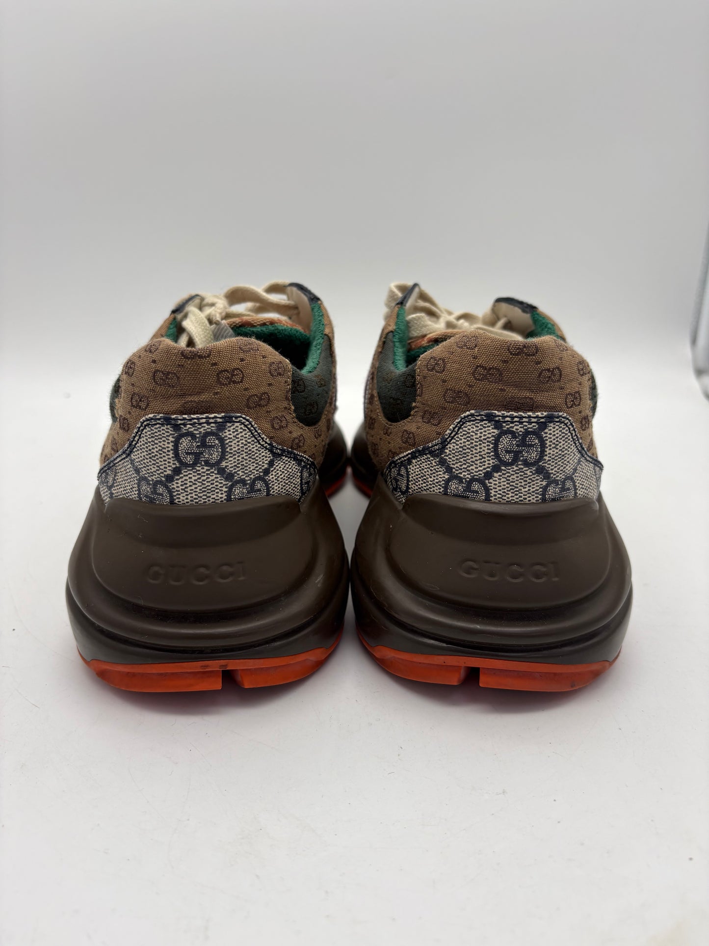 Gucci Rhyton GG Logo Leather Low Top Lace Up Sneakers