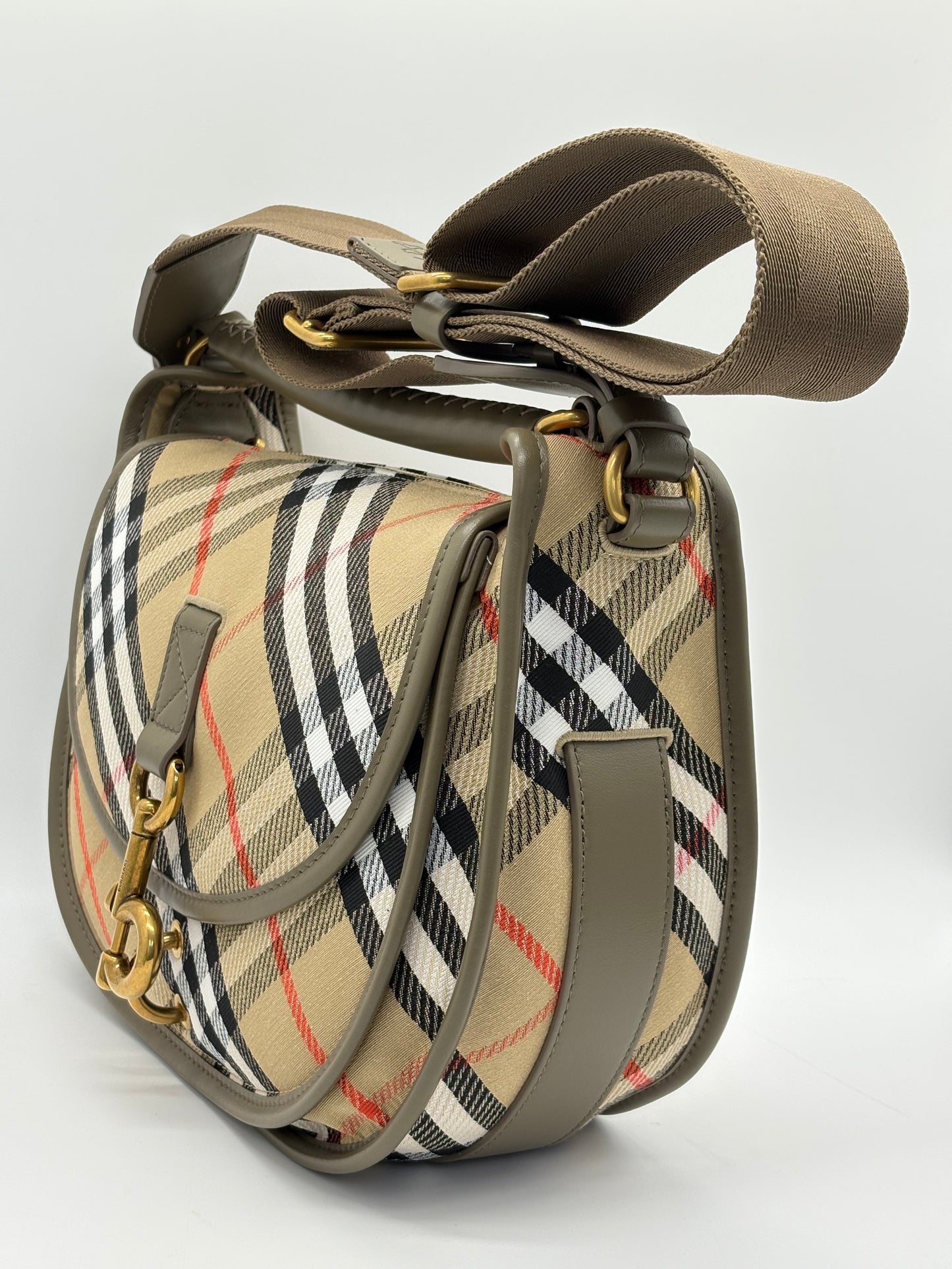 Burberry Small B Clip Messenger Shoulder Bag Sand New Without Tags