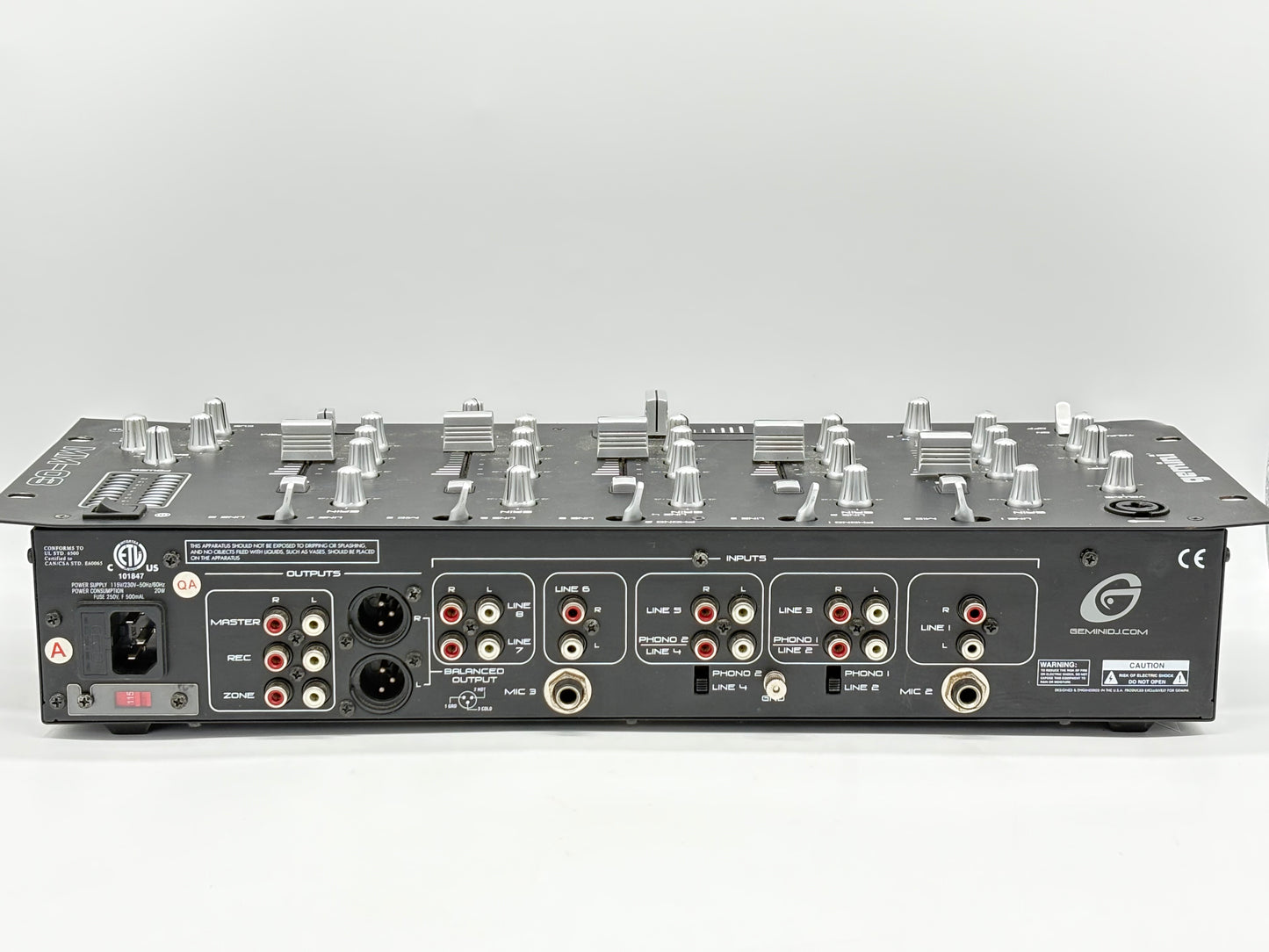 Gemini MM-03 5-Channel Mixer w/ Power Cable TESTED WORKS